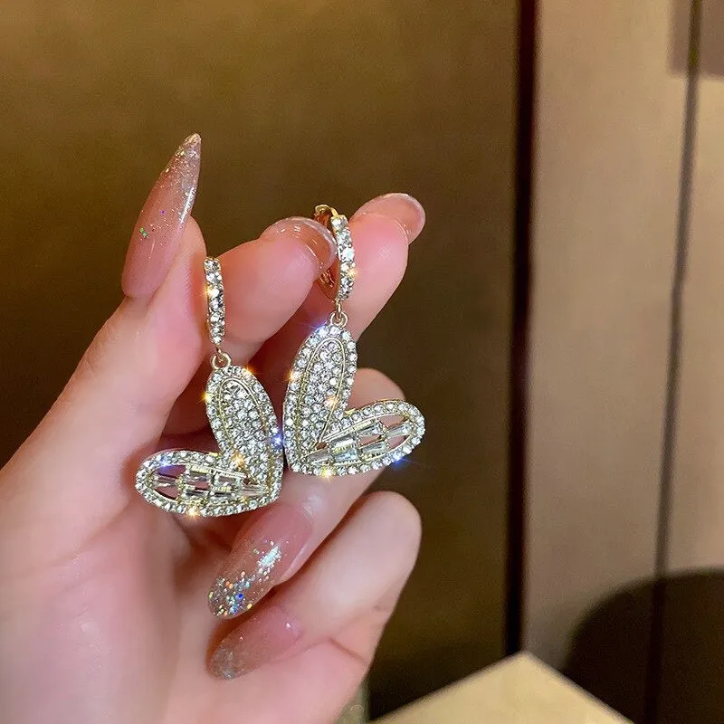 Luxurious Women's Rhinestone Tassel Dangle Stud Earrings