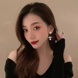 Luxurious Women's Rhinestone Tassel Dangle Stud Earrings