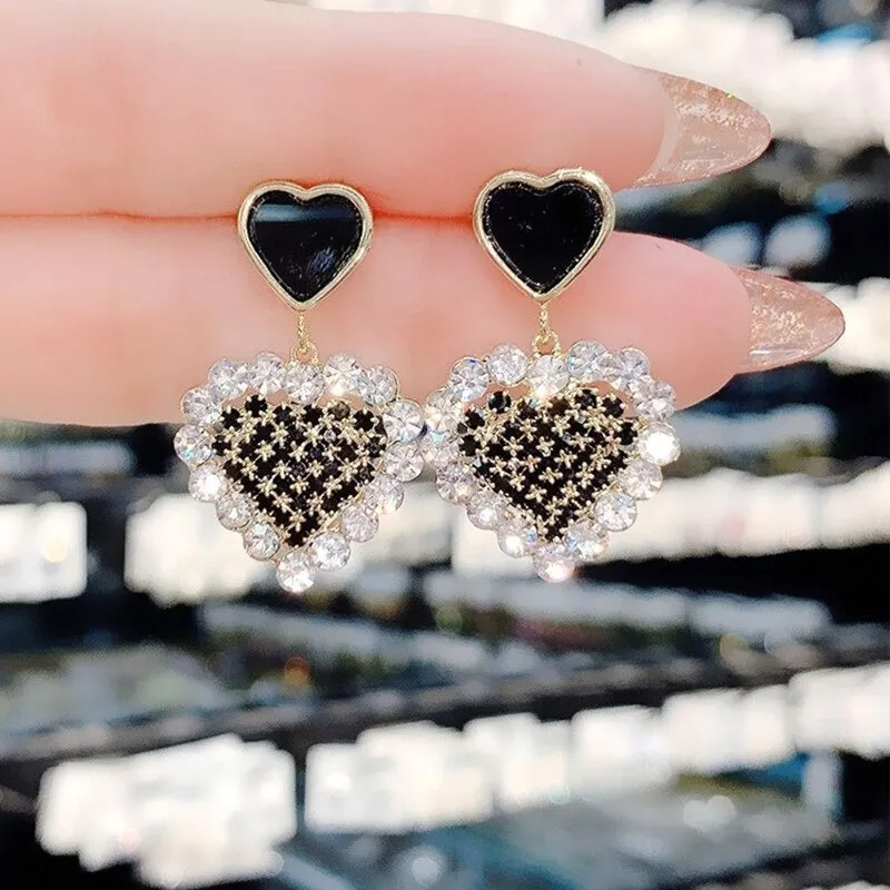 Luxurious Women's Rhinestone Tassel Dangle Stud Earrings