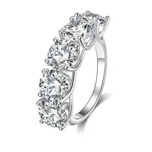Luxury 2.5-5 Carat 5 Pcs Moissanite Diamonds Half Row Eternity  Rings -  Silver Wedding Engagement Fine Jewellery