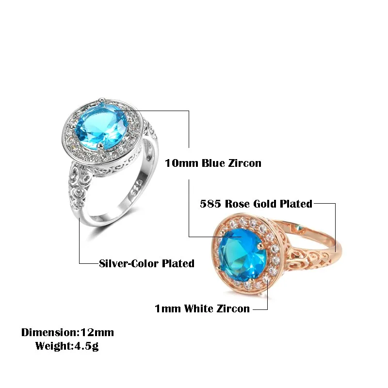 Luxury Blue Zircon Rings for Women
