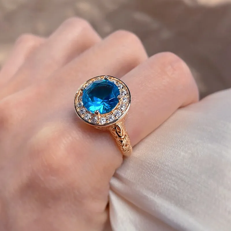 Luxury Blue Zircon Rings for Women