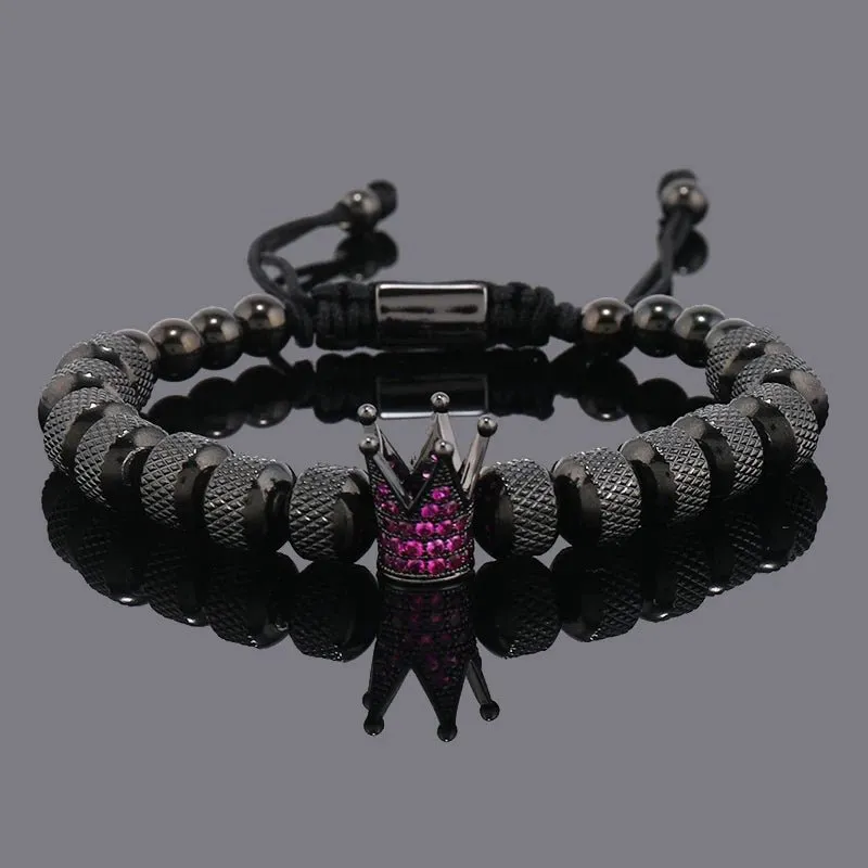 Luxury Crown Charms Stainless Steel Beads Bracelet
