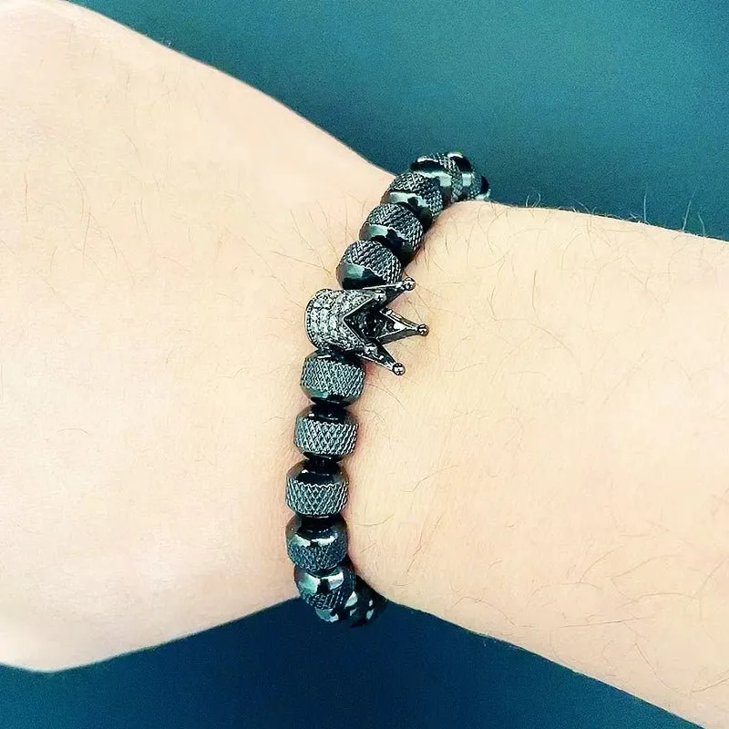 Luxury Crown Charms Stainless Steel Beads Bracelet