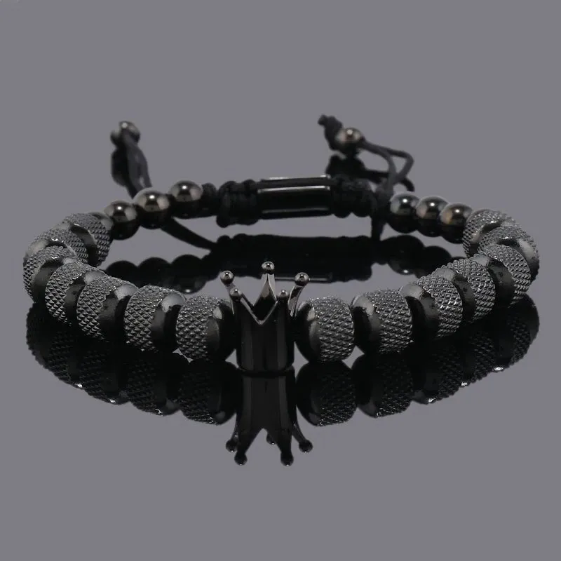 Luxury Crown Charms Stainless Steel Beads Bracelet