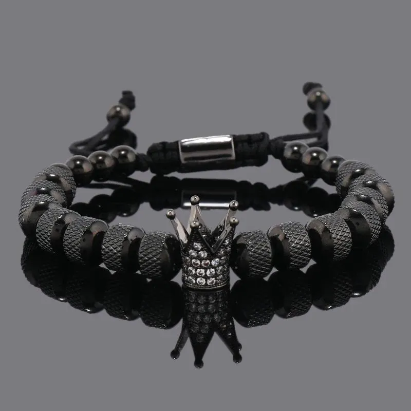Luxury Crown Charms Stainless Steel Beads Bracelet