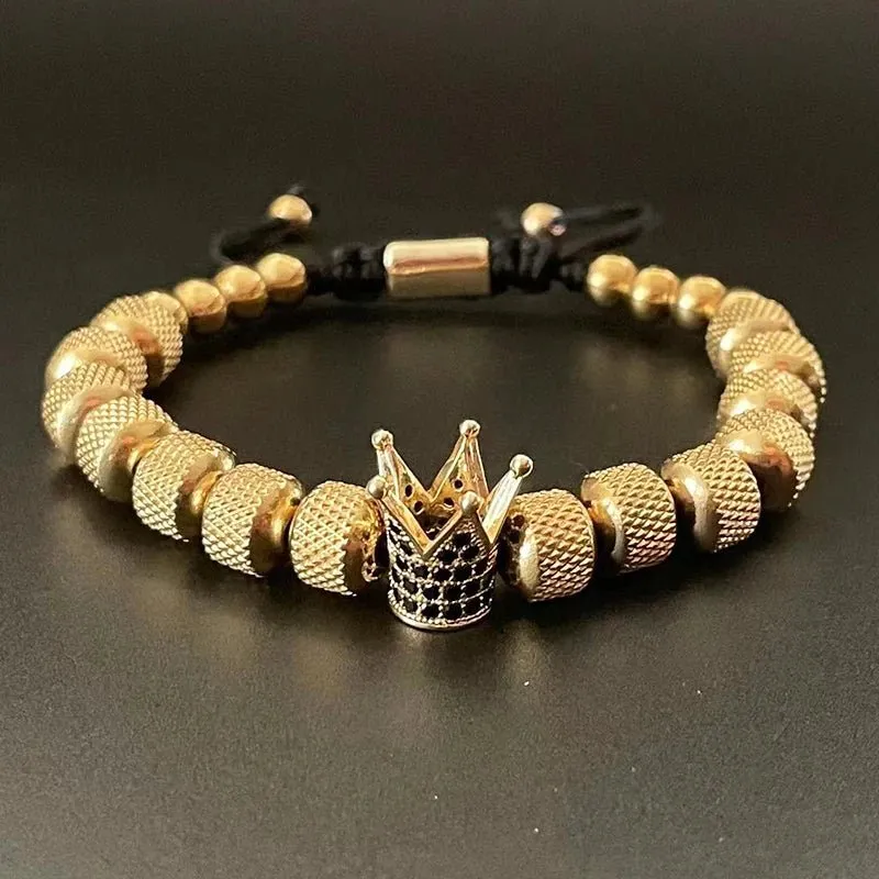 Luxury Crown Charms Stainless Steel Beads Bracelet