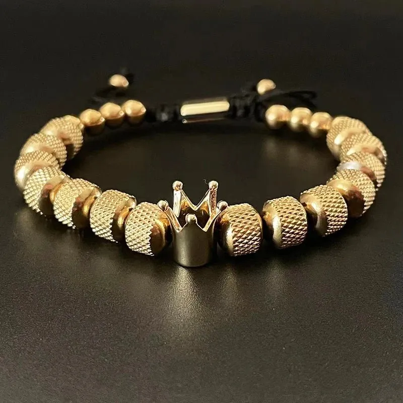 Luxury Crown Charms Stainless Steel Beads Bracelet