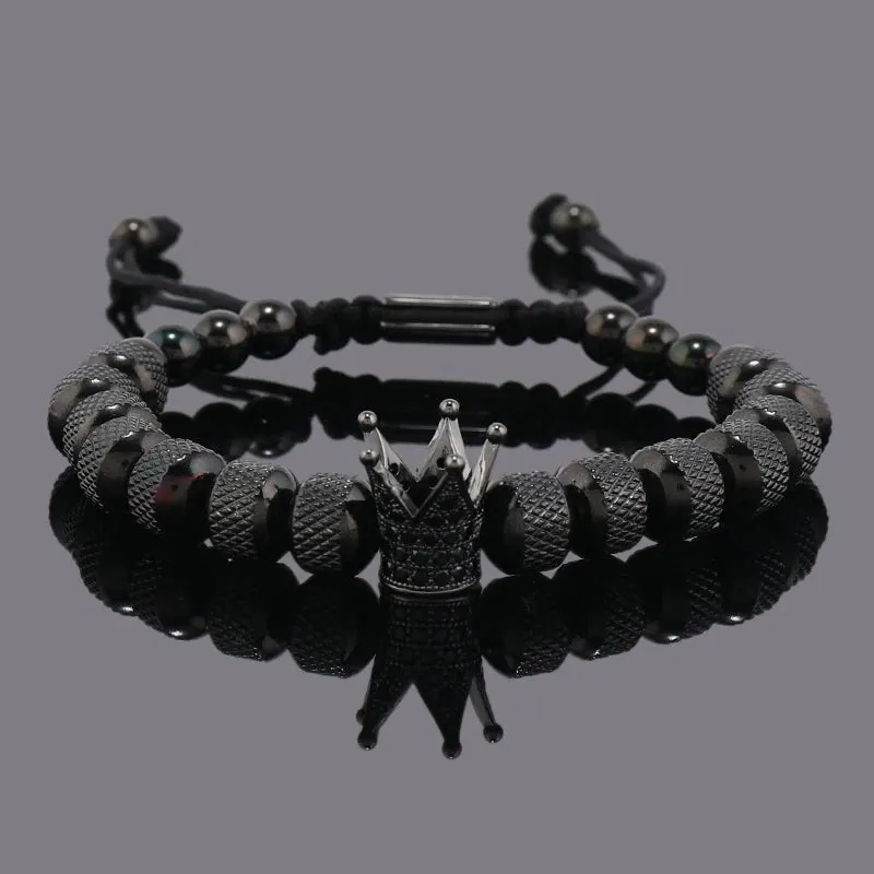 Luxury Crown Charms Stainless Steel Beads Bracelet