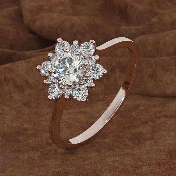 Luxury Female Snowflake Ring Fashion 925 Silver Yellow Rose Gold Color