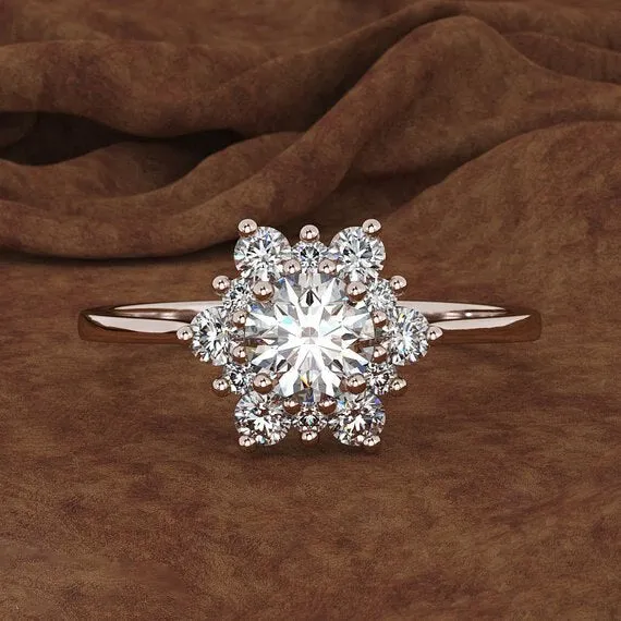 Luxury Female Snowflake Ring Fashion 925 Silver Yellow Rose Gold Color