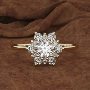 Luxury Female Snowflake Ring Fashion 925 Silver Yellow Rose Gold Color