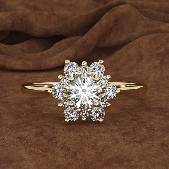 Luxury Female Snowflake Ring Fashion 925 Silver Yellow Rose Gold Color