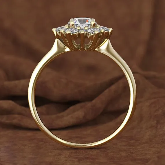 Luxury Female Snowflake Ring Fashion 925 Silver Yellow Rose Gold Color