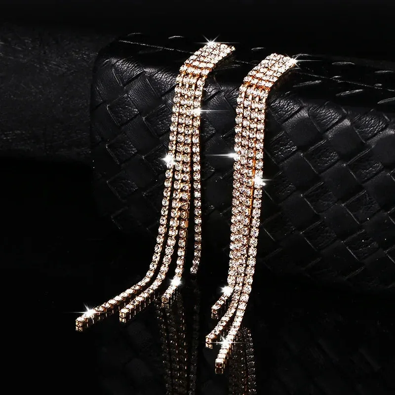 Luxury Rhinestone Tassel Earrings