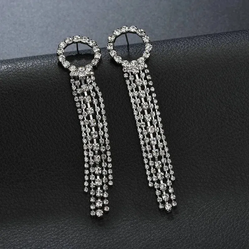 Luxury Rhinestone Tassel Earrings