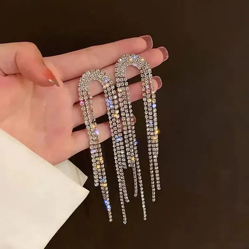 Luxury Rhinestone Tassel Earrings