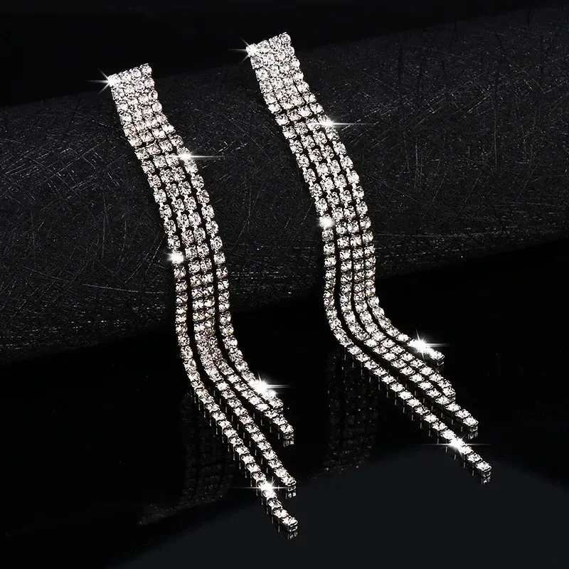 Luxury Rhinestone Tassel Earrings