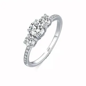 Luxury Round Silver Emerald Cut Ring Zircon For Women Wedding  Jewelry