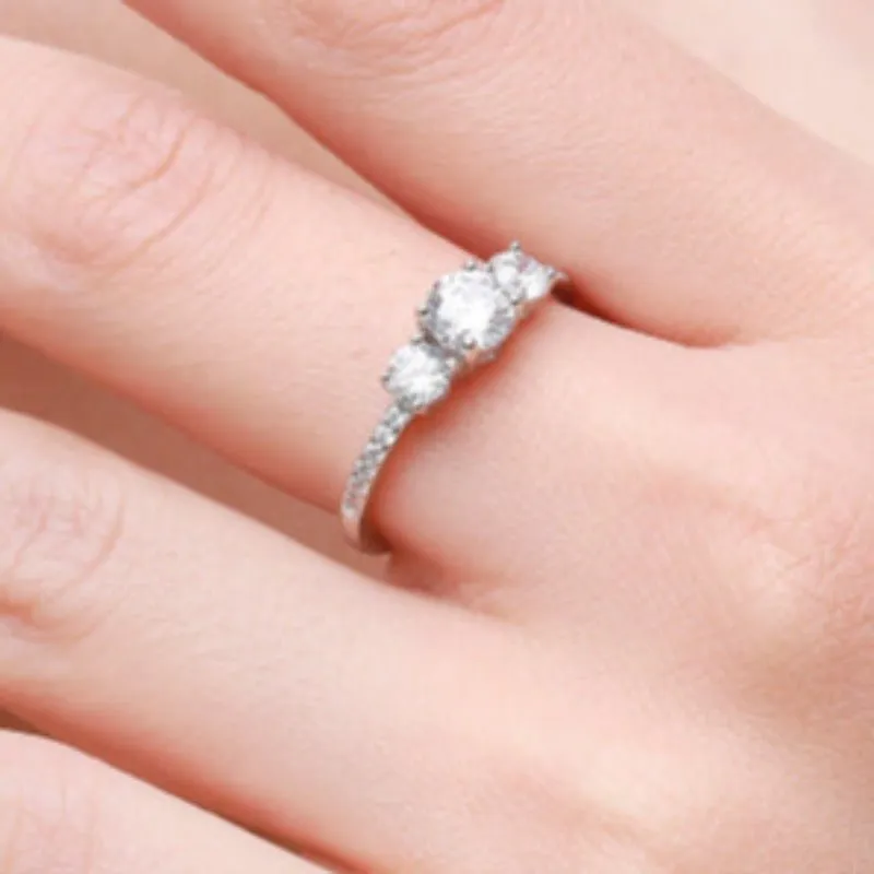Luxury Round Silver Emerald Cut Ring Zircon For Women Wedding  Jewelry