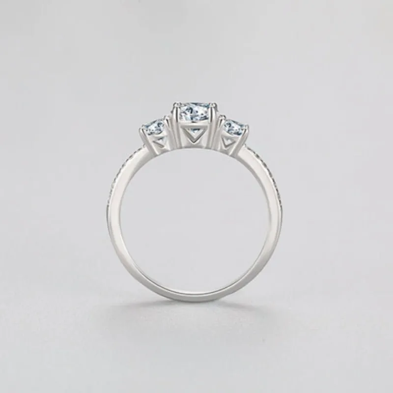 Luxury Round Silver Emerald Cut Ring Zircon For Women Wedding  Jewelry