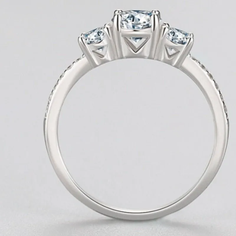 Luxury Round Silver Emerald Cut Ring Zircon For Women Wedding  Jewelry