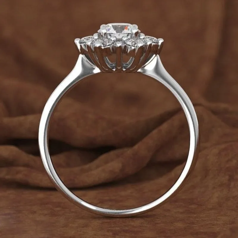 Luxury Sapphire Snowflake Gold Ring Wedding  Jewelry for Women