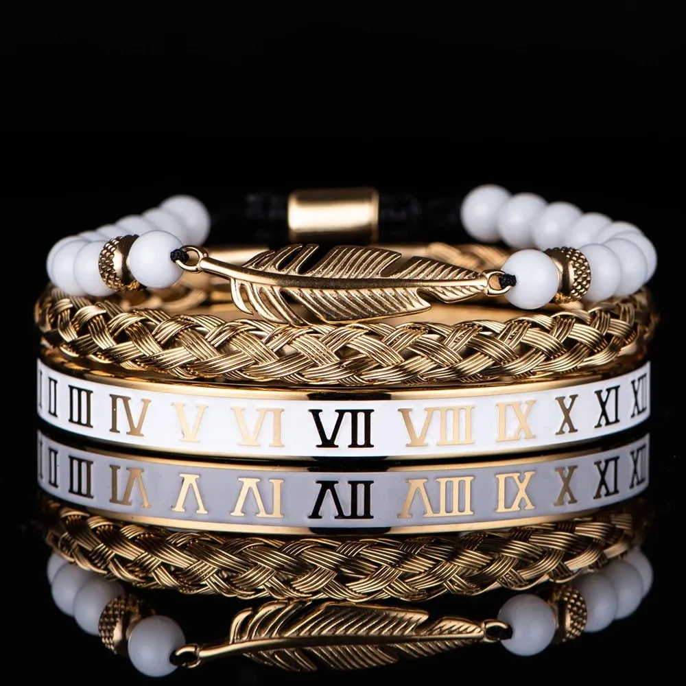 Luxury Set Crown Charm Gold Color Skull Bracelet