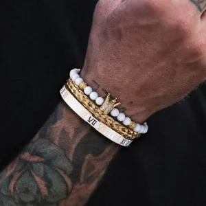 Luxury Set Crown Charm Gold Color Skull Bracelet