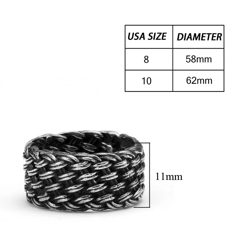 Luxury titanium steel Knitted Twisted Ring