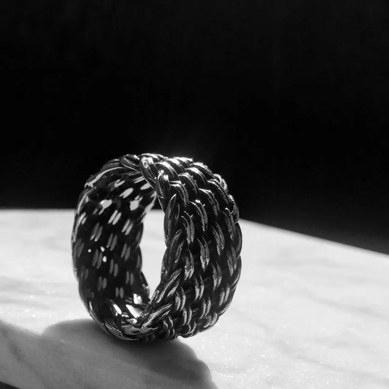 Luxury titanium steel Knitted Twisted Ring