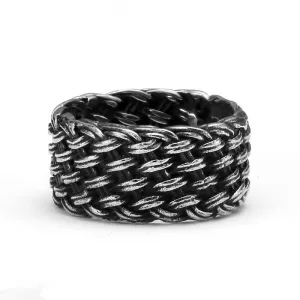 Luxury titanium steel Knitted Twisted Ring