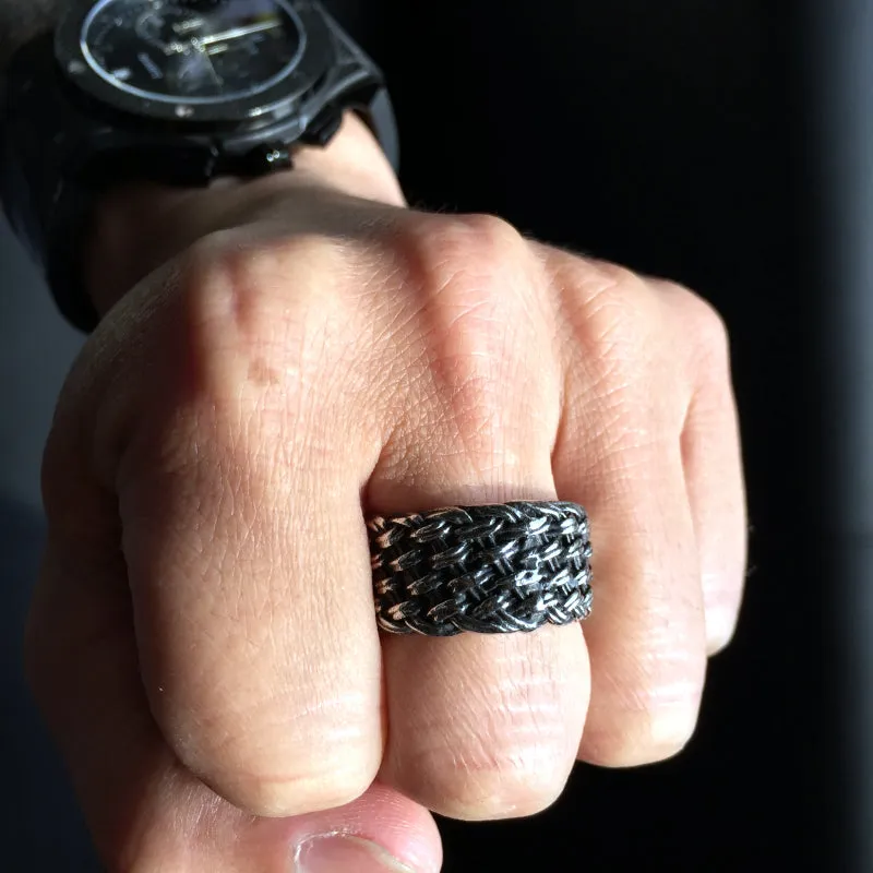 Luxury titanium steel Knitted Twisted Ring