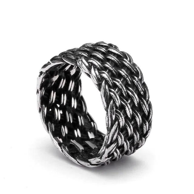 Luxury titanium steel Knitted Twisted Ring