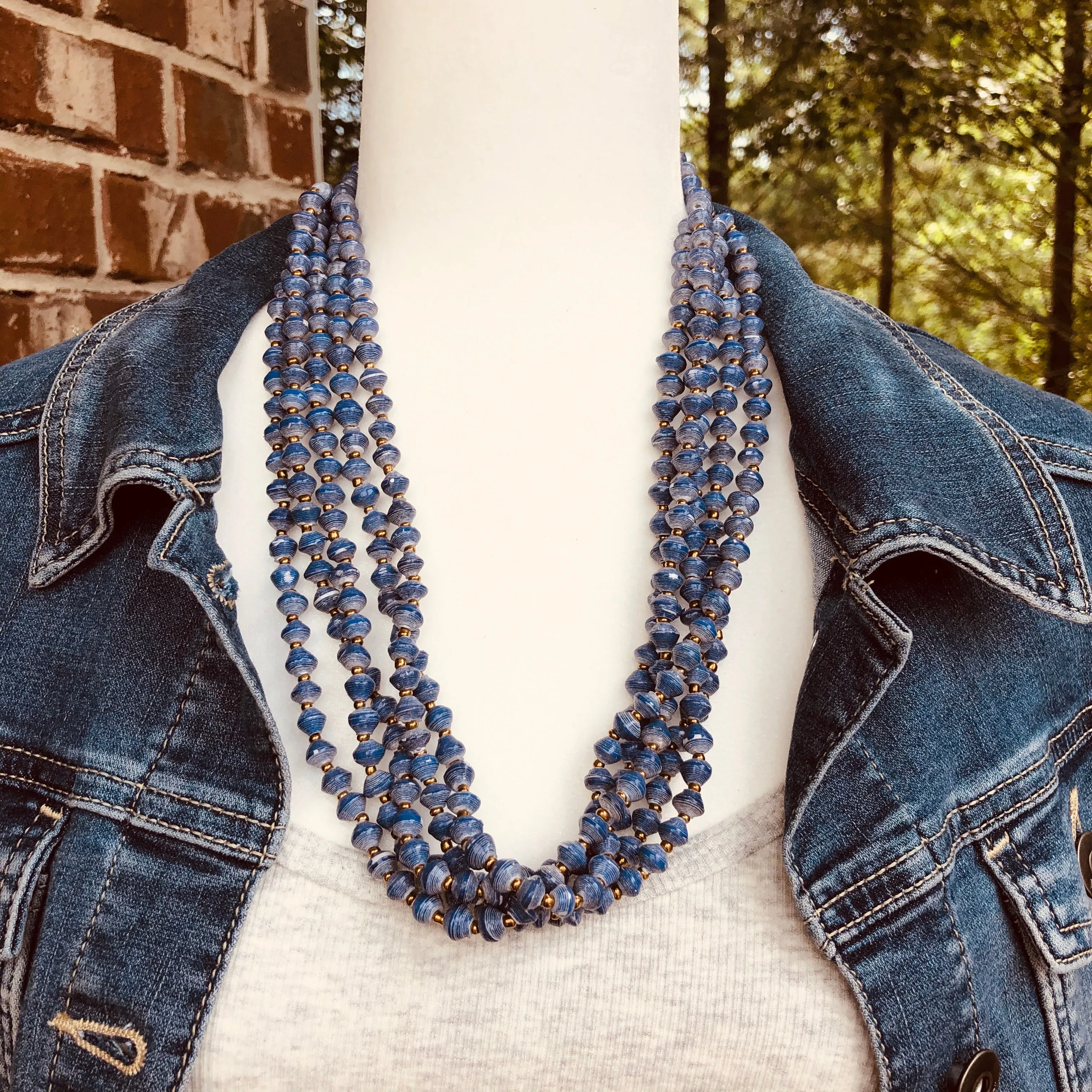 Maggie Handmade Colorful Beaded Multi Strand Monochromatic Necklace (Available in 6 Colors)