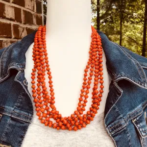 Maggie Handmade Colorful Beaded Multi Strand Monochromatic Necklace (Available in 6 Colors)