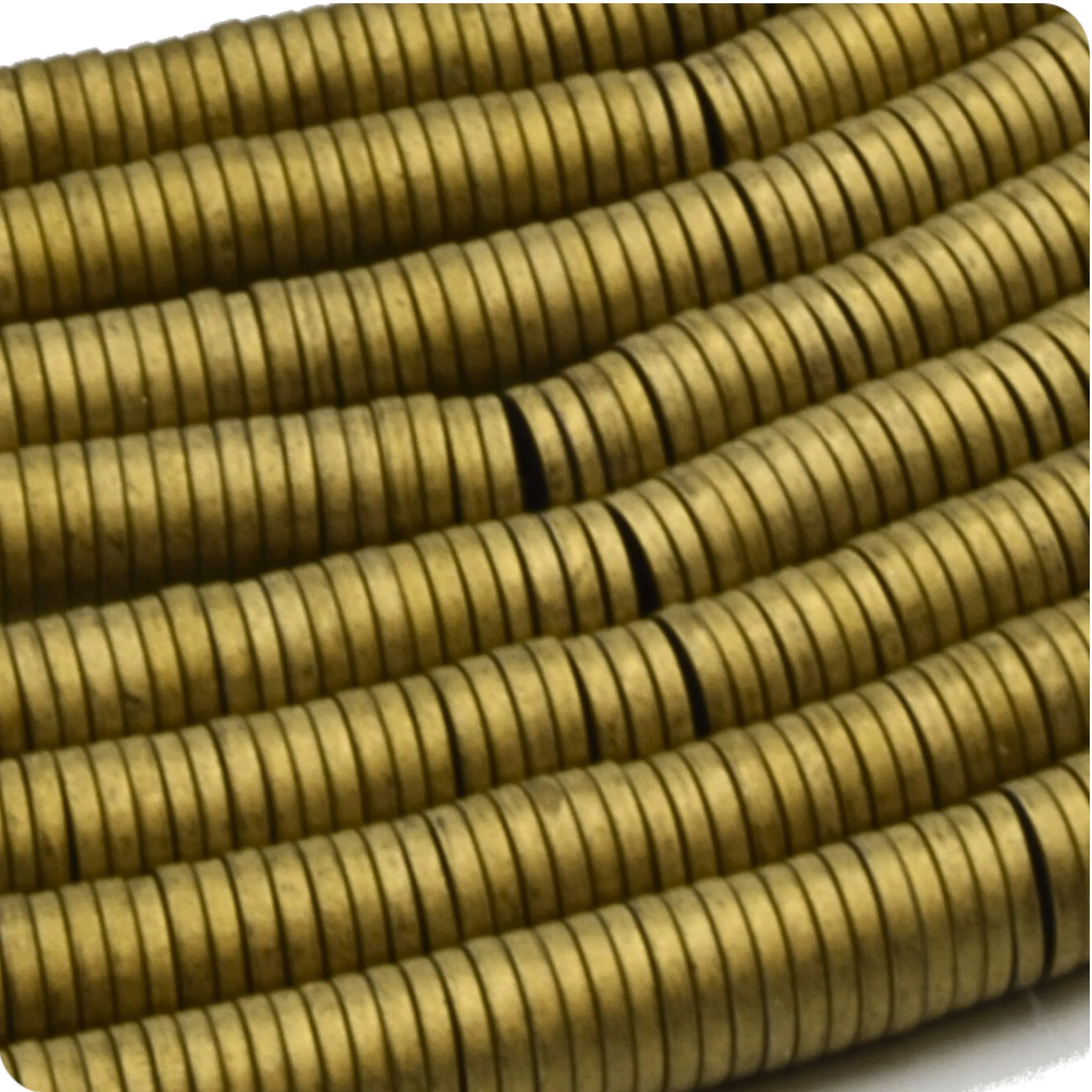 Matte Gold Hematite Heishi Beads - Smooth Natural Hematite Beads - 14" Strands (Approx. 350 Beads)