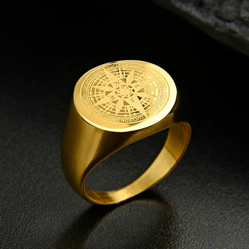 Mens Compass fashion Ring