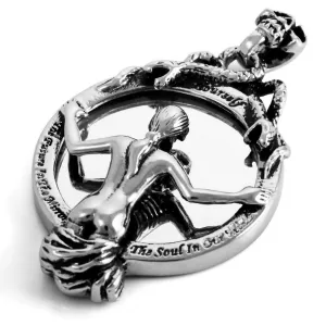 Men's Stainless Steel Pendant Necklace Girl Skull in Mirror