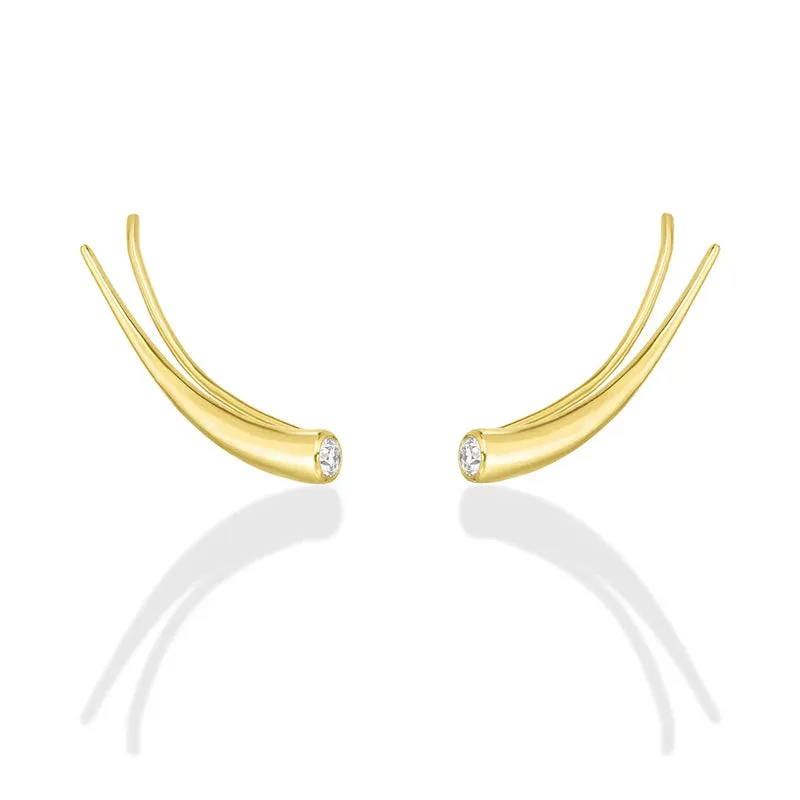 Meridien Sterling Silver Earrings plated in 18K Gold with White Stones
