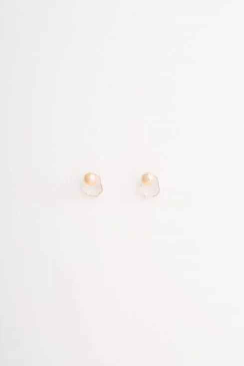 miragePierced earrings rose quartz shield