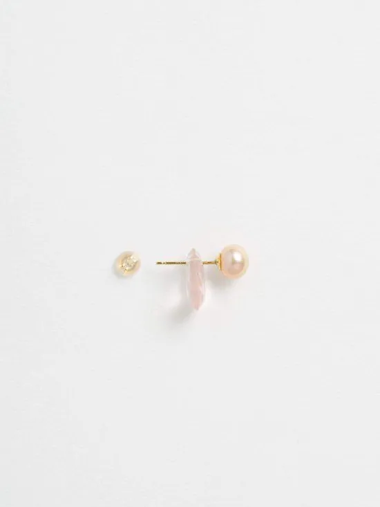 miragePierced earrings rose quartz shield