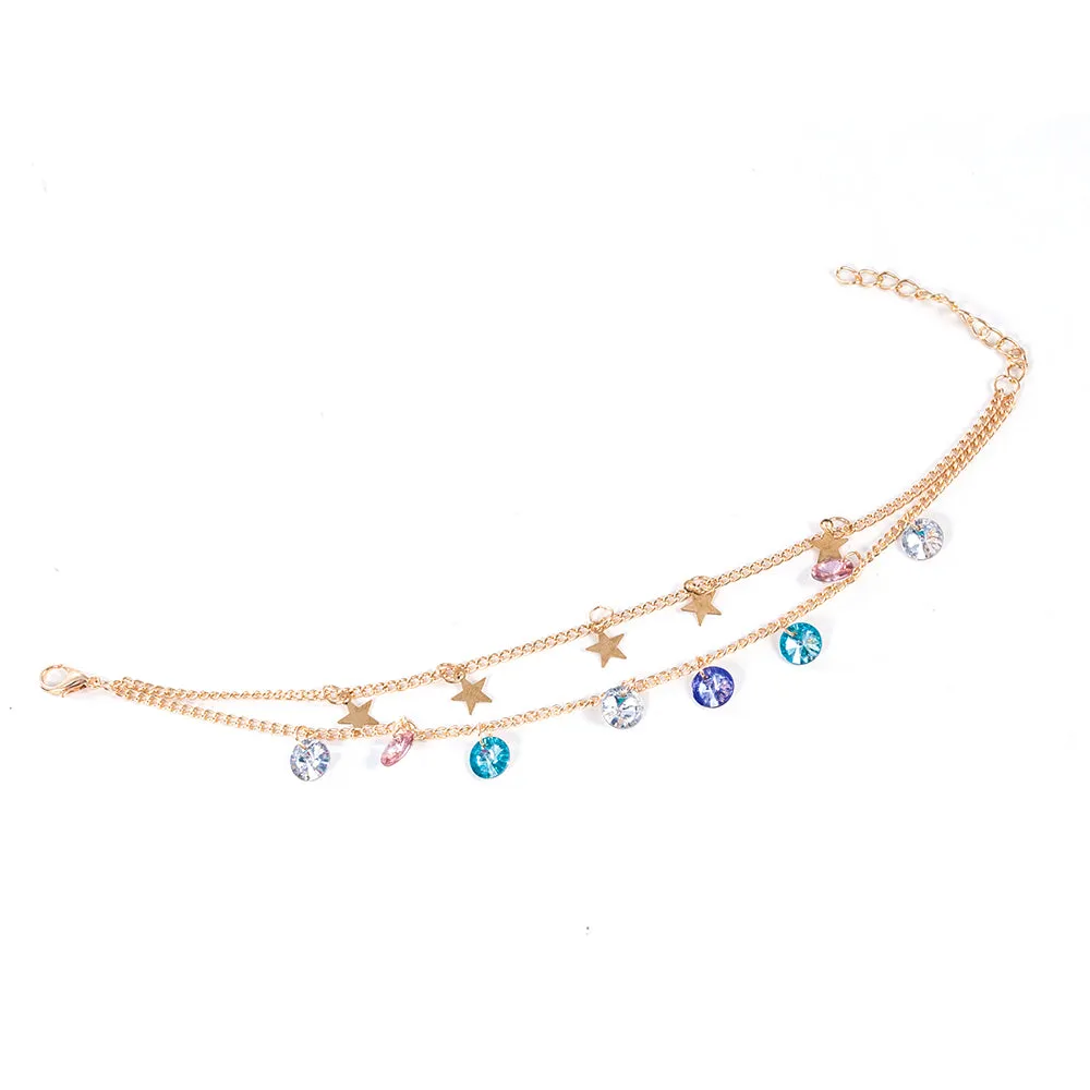 Modern Simple Multi-layer Star Anklets Set For Women