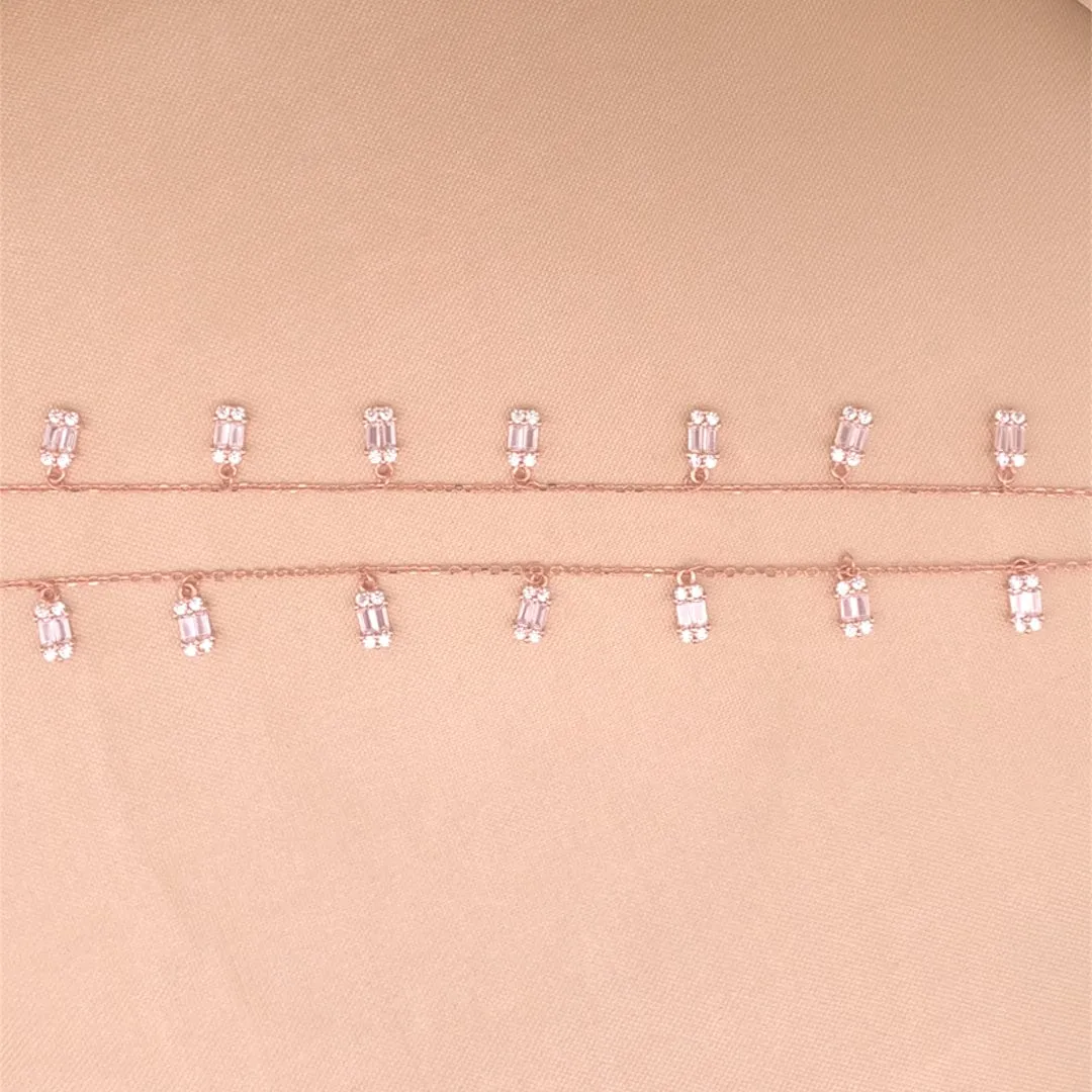 Multi Rectangular (Pair) Anklet (Pure Silver)