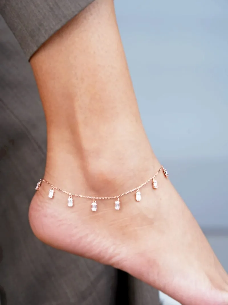 Multi Rectangular (Pair) Anklet (Pure Silver)