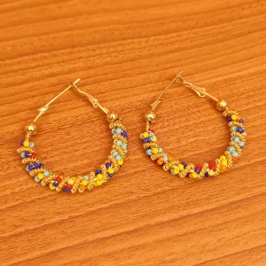 MULTICOLOUR BEADED GOLD PLATED HOOPS