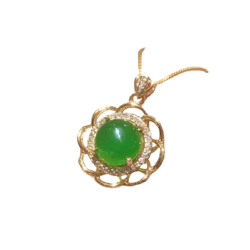 Natural Green Chalcedony Flower Necklace