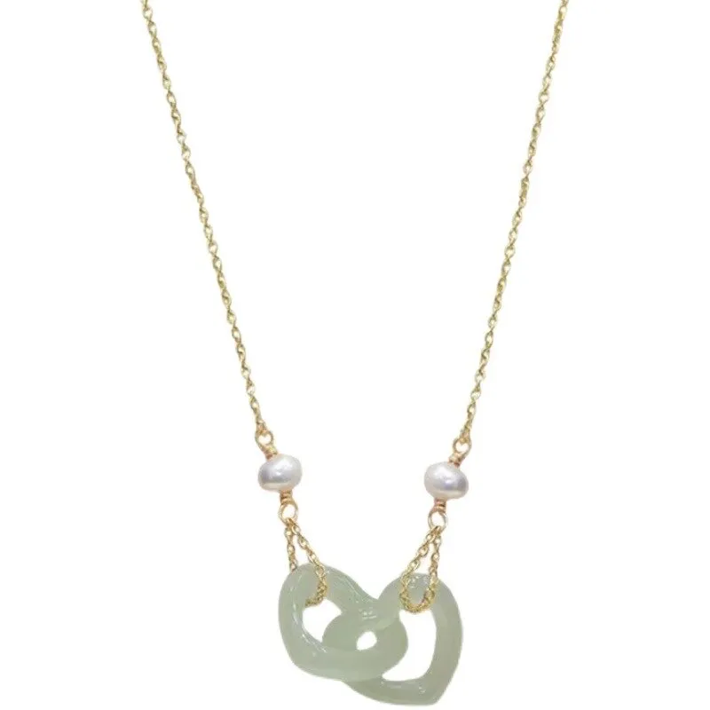 Natural Hetian jade heart-shaped necklaces