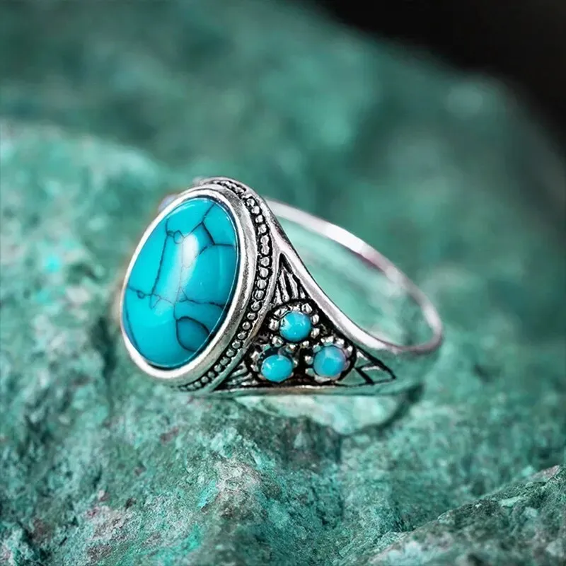 Natural Turquoise Engagement Rings For Women Men