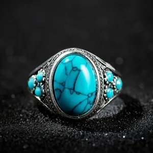 Natural Turquoise Engagement Rings For Women Men
